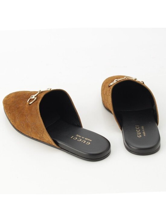 Gucci Horsebit Suede Sandals Shoes Slippers Beige